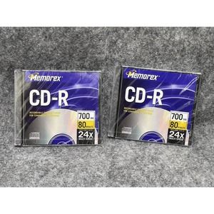 2 MEMOREX CD-R IN CASE 700 MB 80 MIN 24X NEW SEALED New